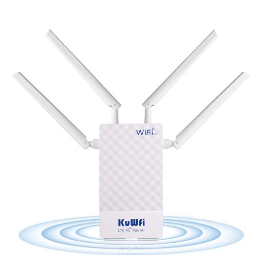 Router 4G SIM, KuWFi 300Mbps Router 4G LTE Impermeable para Exteriores