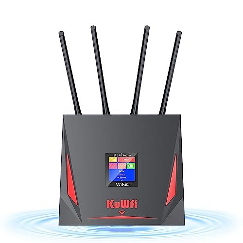 Router Modem 4G Sim Portatil, KuWFi Router 4G LTE WiFi 300 Mbps